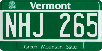 VT license plate NHJ265