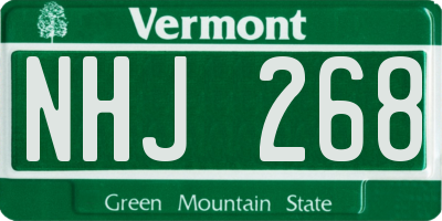 VT license plate NHJ268