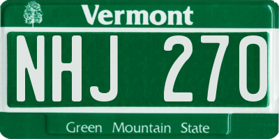 VT license plate NHJ270