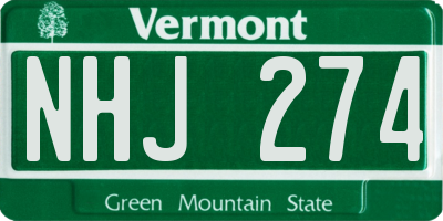 VT license plate NHJ274