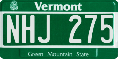 VT license plate NHJ275