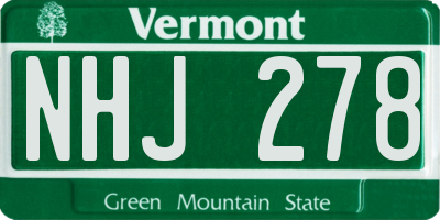 VT license plate NHJ278