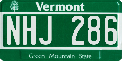 VT license plate NHJ286