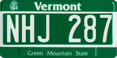 VT license plate NHJ287