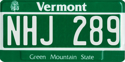 VT license plate NHJ289