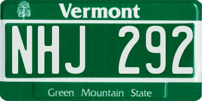 VT license plate NHJ292