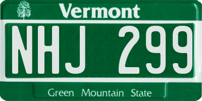 VT license plate NHJ299