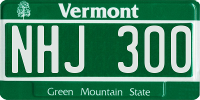 VT license plate NHJ300