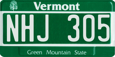 VT license plate NHJ305