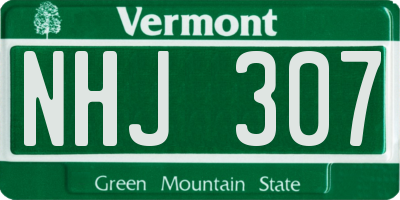 VT license plate NHJ307