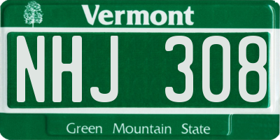 VT license plate NHJ308