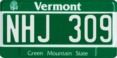 VT license plate NHJ309