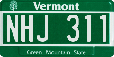 VT license plate NHJ311