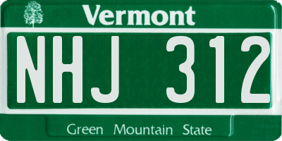 VT license plate NHJ312