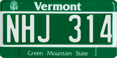VT license plate NHJ314