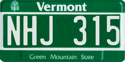 VT license plate NHJ315