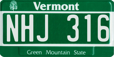 VT license plate NHJ316
