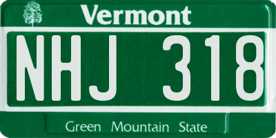 VT license plate NHJ318