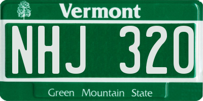 VT license plate NHJ320