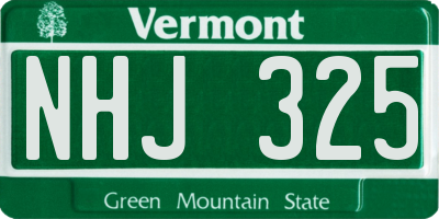 VT license plate NHJ325