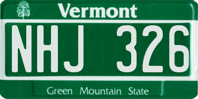 VT license plate NHJ326