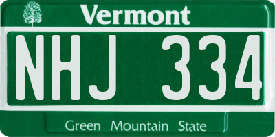 VT license plate NHJ334