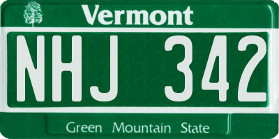 VT license plate NHJ342