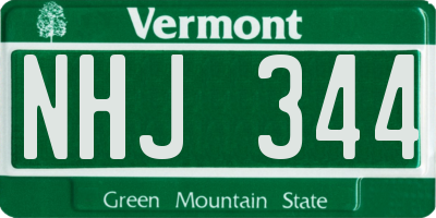 VT license plate NHJ344