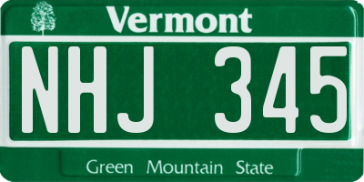 VT license plate NHJ345
