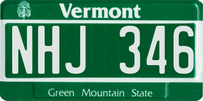 VT license plate NHJ346