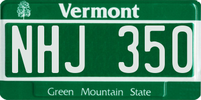 VT license plate NHJ350