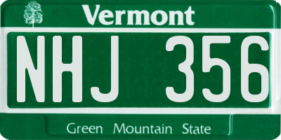 VT license plate NHJ356