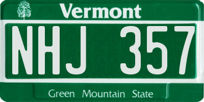 VT license plate NHJ357