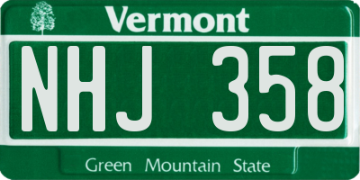 VT license plate NHJ358