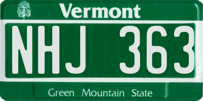 VT license plate NHJ363