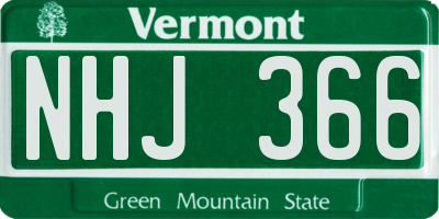 VT license plate NHJ366