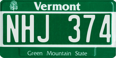 VT license plate NHJ374