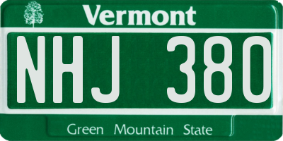 VT license plate NHJ380