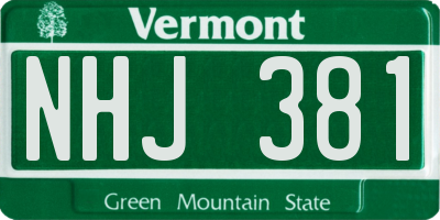 VT license plate NHJ381