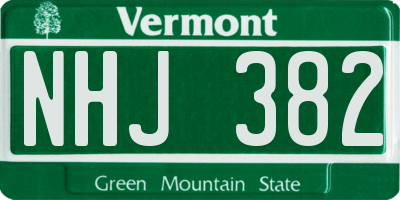 VT license plate NHJ382