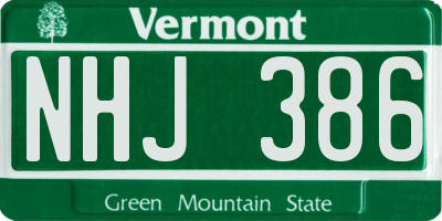 VT license plate NHJ386