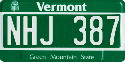 VT license plate NHJ387