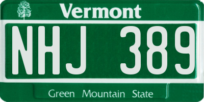 VT license plate NHJ389