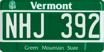 VT license plate NHJ392