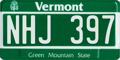 VT license plate NHJ397