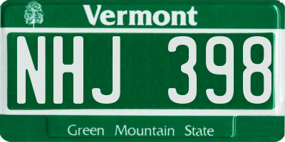 VT license plate NHJ398