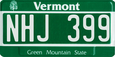 VT license plate NHJ399