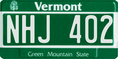 VT license plate NHJ402