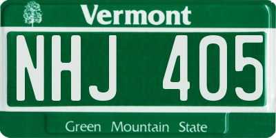 VT license plate NHJ405