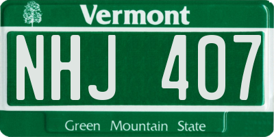 VT license plate NHJ407